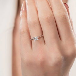 G Renk 0,30 Karat HRD Sertifikalı Tektaş Pırlanta Yüzük - 5