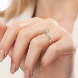 G Renk 0,30 Karat HRD Sertifikalı Tektaş Pırlanta Yüzük - 6