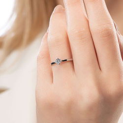 G Renk 0,30 Karat HRD Sertifikalı Tektaş Pırlanta Yüzük - 5