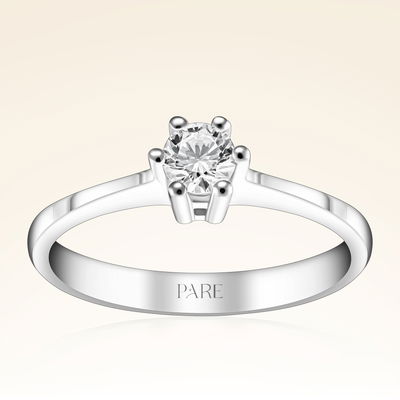 F Renk 0,30 Karat HRD Sertifikalı Tektaş Pırlanta Yüzük - Pare Pırlanta