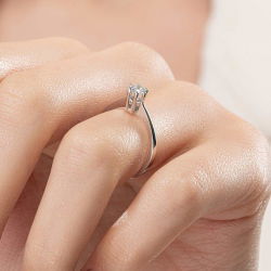 G Renk 0,30 Karat HRD Sertifikalı Tektaş Pırlanta Yüzük - 7