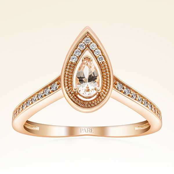 0,30 Karat Morganit Pırlanta Yüzük - Pare Pırlanta