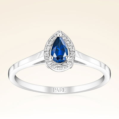 0,30 Karat Pırlanta Safir Yüzük - Pare Pırlanta