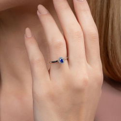 0,30 Karat Pırlanta Safir Yüzük - PR00619 - 4