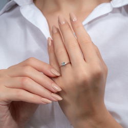 G Renk 0,30 Karat HRD Sertifikalı Tektaş Pırlanta Yüzük - 4