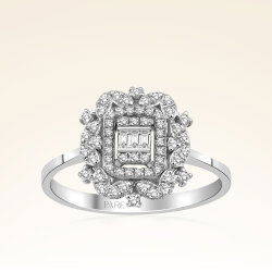 0,31 Karat Baget Fantezi Pırlanta Yüzük - 1