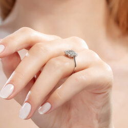 0,31 Karat Baget Fantezi Pırlanta Yüzük - 4