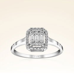 0,31 Karat Baget Pırlanta Yüzük - 1