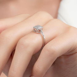 0,31 Karat Kolu Taşlı Baget Pırlanta Yüzük - 7