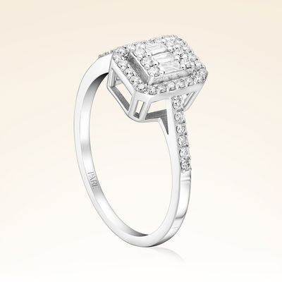 0,31 Karat Kolu Taşlı Baget Pırlanta Yüzük - Pare Pırlanta