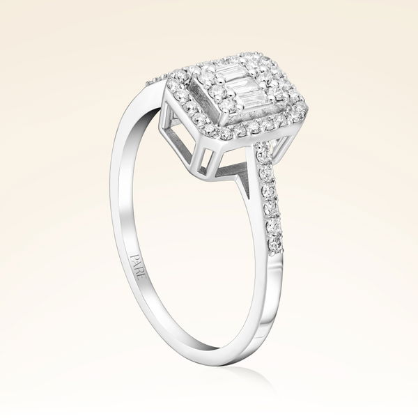 0,31 Karat Kolu Taşlı Baget Pırlanta Yüzük - Pare Pırlanta