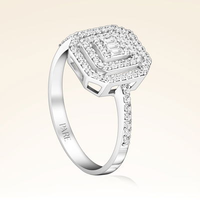 0,31 Karat Kolu Taşlı Baget Pırlanta Yüzük - Pare Pırlanta