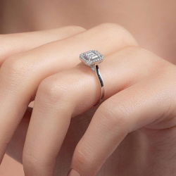 0,32 Karat Baget Pırlanta Yüzük - PR00607 - 7
