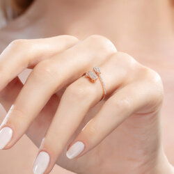 0,32 Karat Pırlanta İkili Rose Yüzük - 4