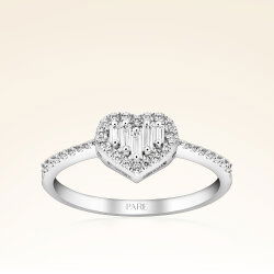 0,32 Karat Baget Kalp Pırlanta Yüzük - 1