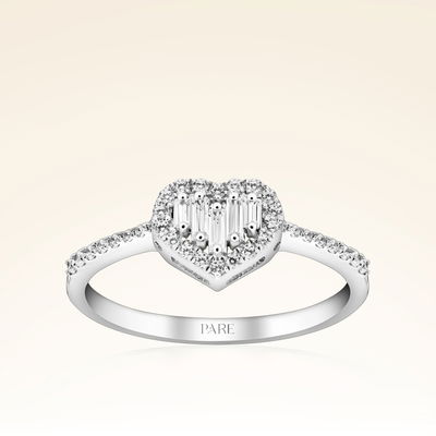 0,32 Karat Baget Kalp Pırlanta Yüzük - Pare Pırlanta