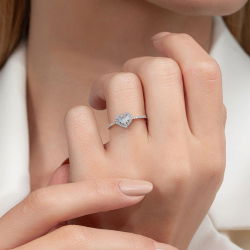 0,32 Karat Baget Kalp Pırlanta Yüzük - 4