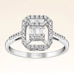 0,32 Karat Kolu Taşlı Baget Pırlanta Yüzük - PR00174 - 1