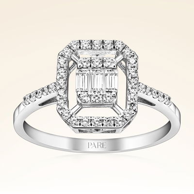 0,32 Karat Kolu Taşlı Baget Pırlanta Yüzük - PR00174 - Pare Pırlanta