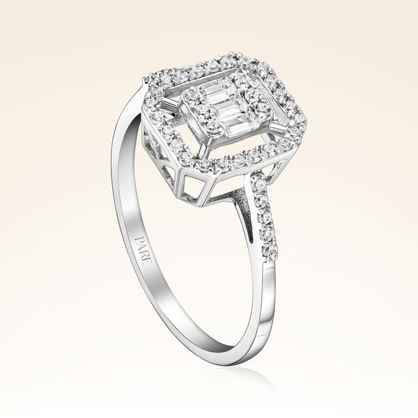 0,32 Karat Kolu Taşlı Baget Pırlanta Yüzük - Pare Pırlanta