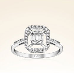 0,32 Karat Kolu Taşlı Baget Pırlanta Yüzük - 1