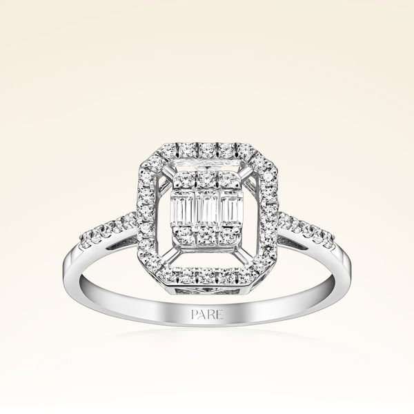 0,32 Karat Kolu Taşlı Baget Pırlanta Yüzük - Pare Pırlanta