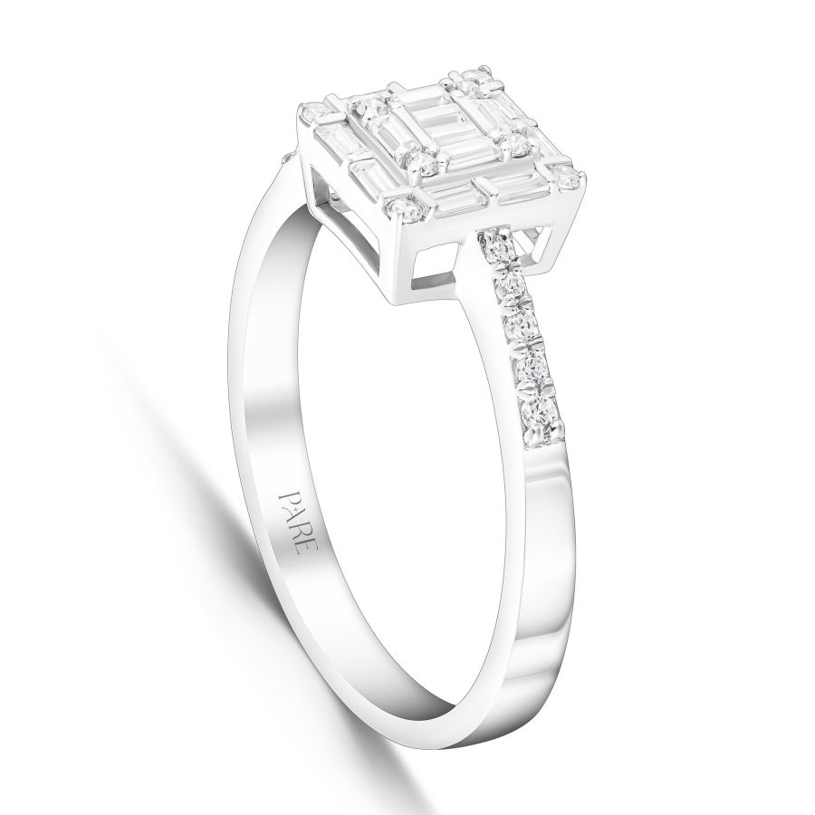 0,33 Karat Kolu Taşlı Baget Pırlanta Yüzük - PR00187 - 2