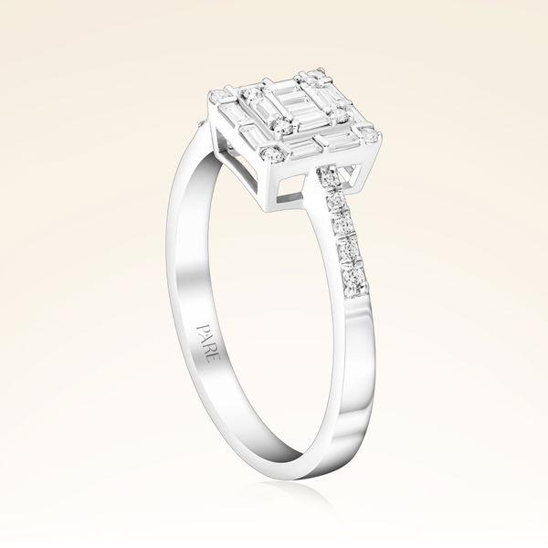 0,33 Karat Kolu Taşlı Baget Pırlanta Yüzük - Pare Pırlanta