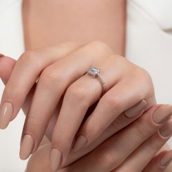 0,33 Karat Kolu Taşlı Baget Pırlanta Yüzük - PR00187 - 6