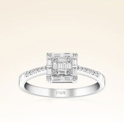 0,33 Karat Kolu Taşlı Baget Pırlanta Yüzük - 1