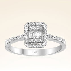 0,33 Karat Kolu Taşlı Baget Pırlanta Yüzük - PR00757 - 1