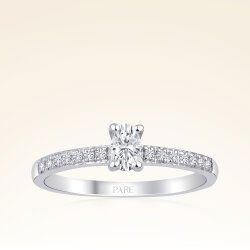 0,33 Karat Kolu Taşlı Oval Pırlanta Yüzük - 1