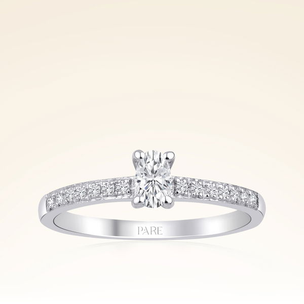 0,33 Karat Kolu Taşlı Oval Pırlanta Yüzük - Pare Pırlanta