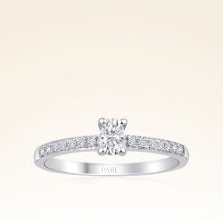 0,33 Karat Kolu Taşlı Oval Pırlanta Yüzük - 1