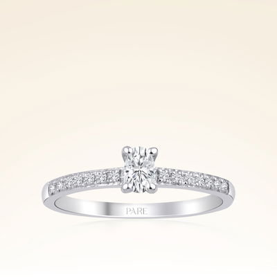 0,33 Karat Kolu Taşlı Oval Pırlanta Yüzük - Pare Pırlanta