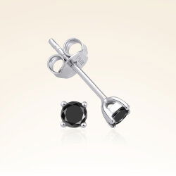  0,33 Karat Siyah Pırlantalı Tektaş Küpe - 1