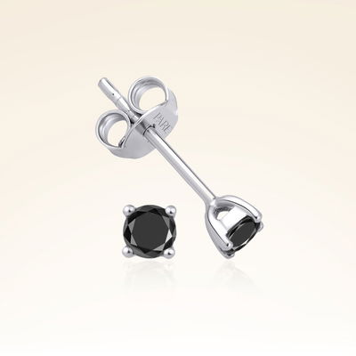  0,33 Karat Siyah Pırlantalı Tektaş Küpe - Pare Pırlanta