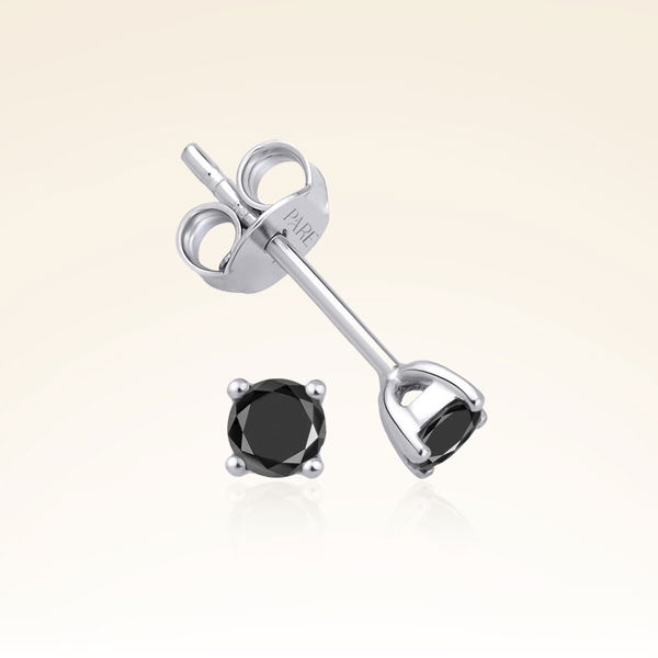  0,33 Karat Siyah Pırlantalı Tektaş Küpe - Pare Pırlanta