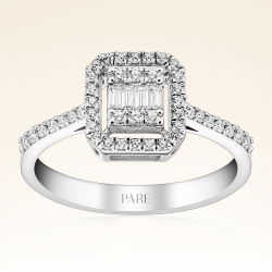 0,34 Karat Kolu Taşlı Baget Pırlanta Yüzük - PR00118 - 1