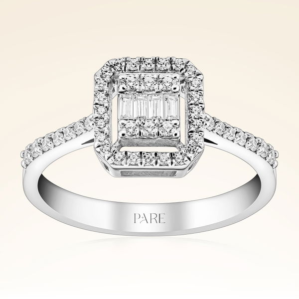 0,34 Karat Kolu Taşlı Baget Pırlanta Yüzük - Pare Pırlanta