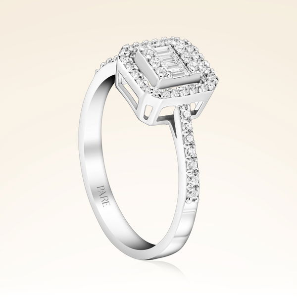 0,34 Karat Kolu Taşlı Baget Pırlanta Yüzük - Pare Pırlanta