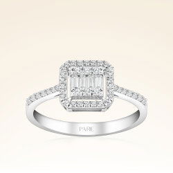 0,34 Karat Kolu Taşlı Baget Pırlanta Yüzük - 1