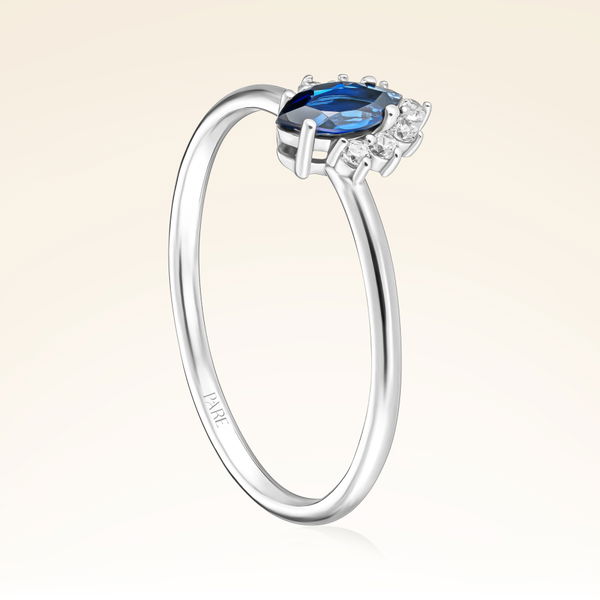 0,34 Karat Pırlanta Safir Yüzük - Pare Pırlanta