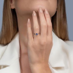 0,34 Karat Pırlanta Safir Yüzük - PR00271-8 - 3