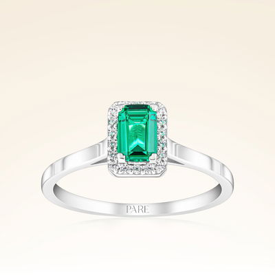 0,34 Karat Zümrüt Pırlanta Yüzük - Pare Pırlanta