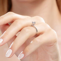 0,35 Karat Görünümlü Coronet Tektaş Kalp Pırlanta Yüzük - 5