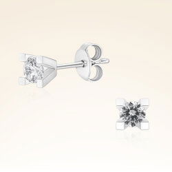 0,35 Karat Tektaş Pırlanta Küpe - 1