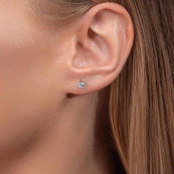 0,35 Karat Tektaş Pırlanta Küpe - PR00487 - 3