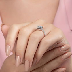 0,36 Karat Kolu Taşlı Baget Pırlanta Yüzük - PR00668 - 6