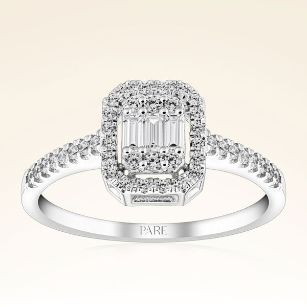 0,36 Karat Kolu Taşlı Baget Pırlanta Yüzük - Pare Pırlanta